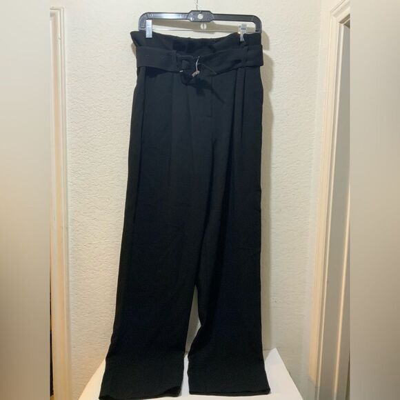 NWOT Cinq à Sept Black Belted Overlay Wide Leg Pants size 2 - Picture 1 of 7